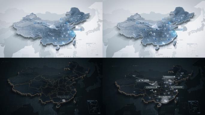 科技E3D明暗两色4K全国地图