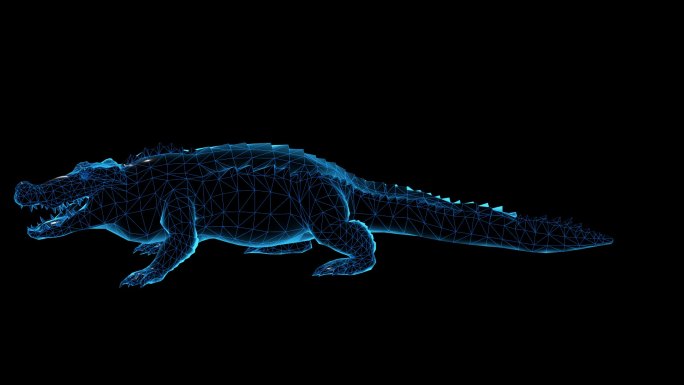 蓝色科技线条鳄鱼透明通道素材