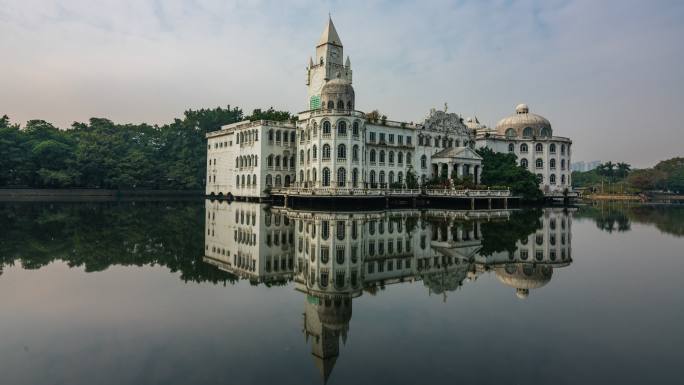 广州荔湾流花湖公园白宫延时摄影