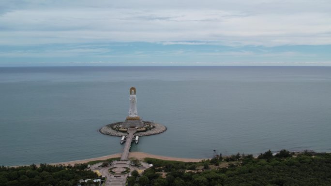 航拍海南南山海上观音