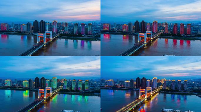 龙港瓯南大桥日落转夜景延时摄影