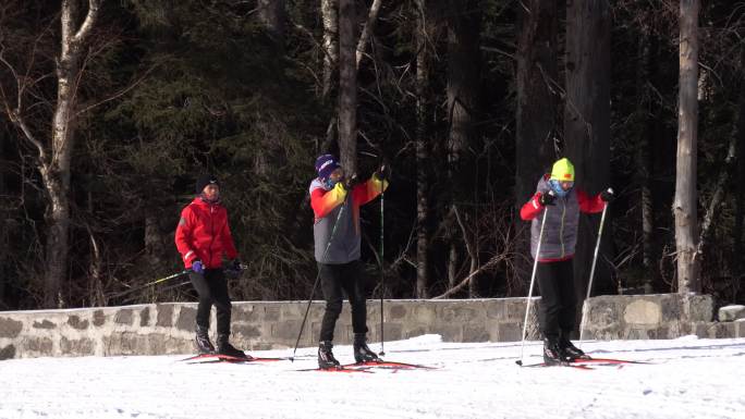 长白山越野滑雪运动员训练