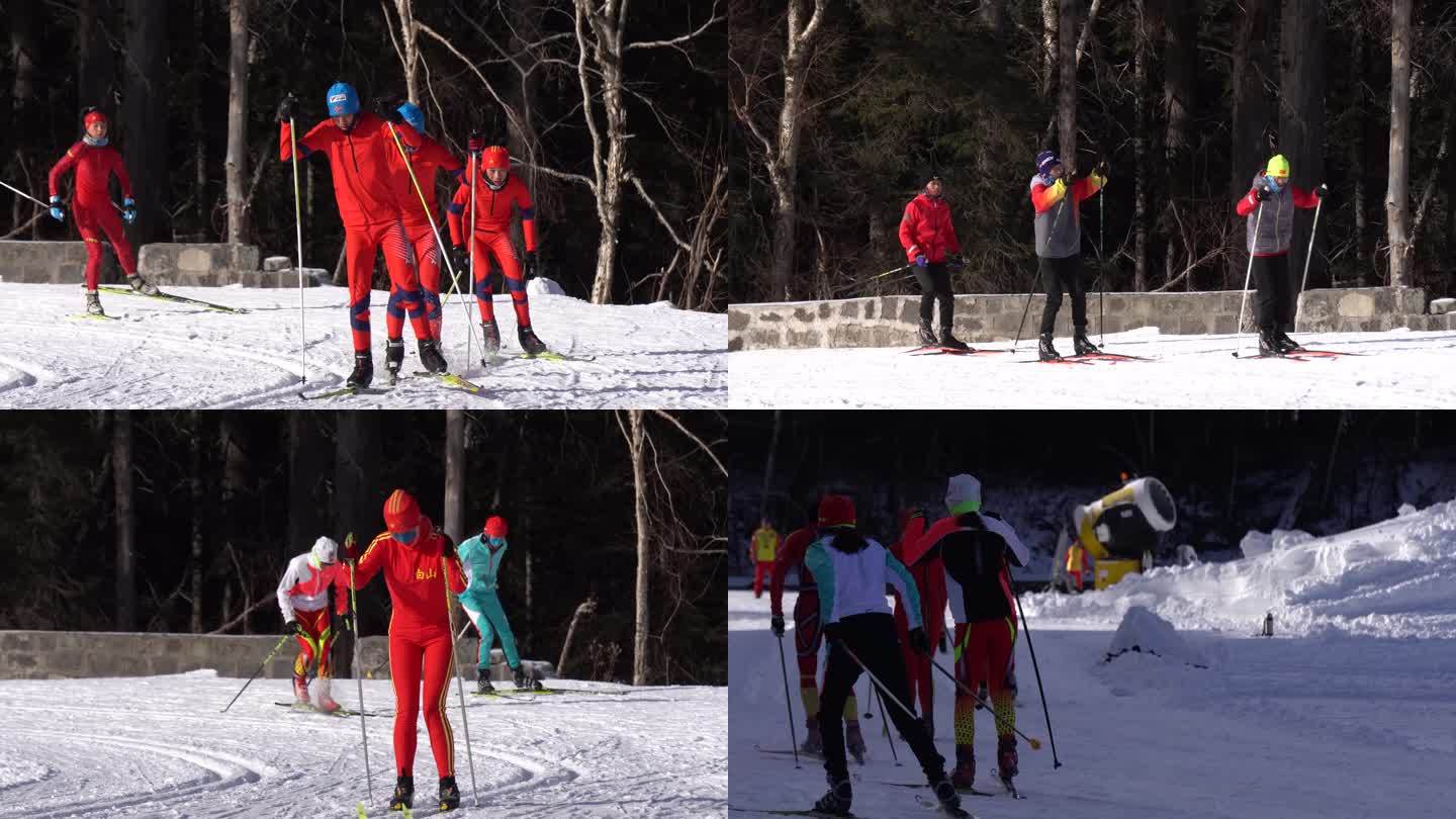 长白山越野滑雪运动员训练