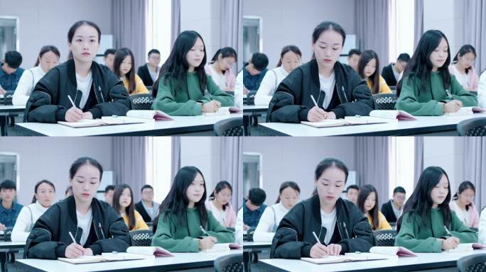 【4K】大学上课女生做笔记