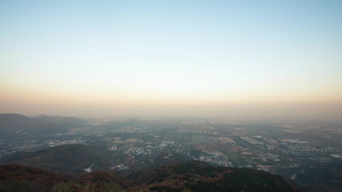 鬼笑石俯拍北京城市全景 阳光光线延时变化