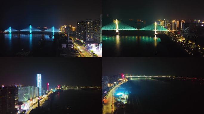 长江大桥夜景航拍