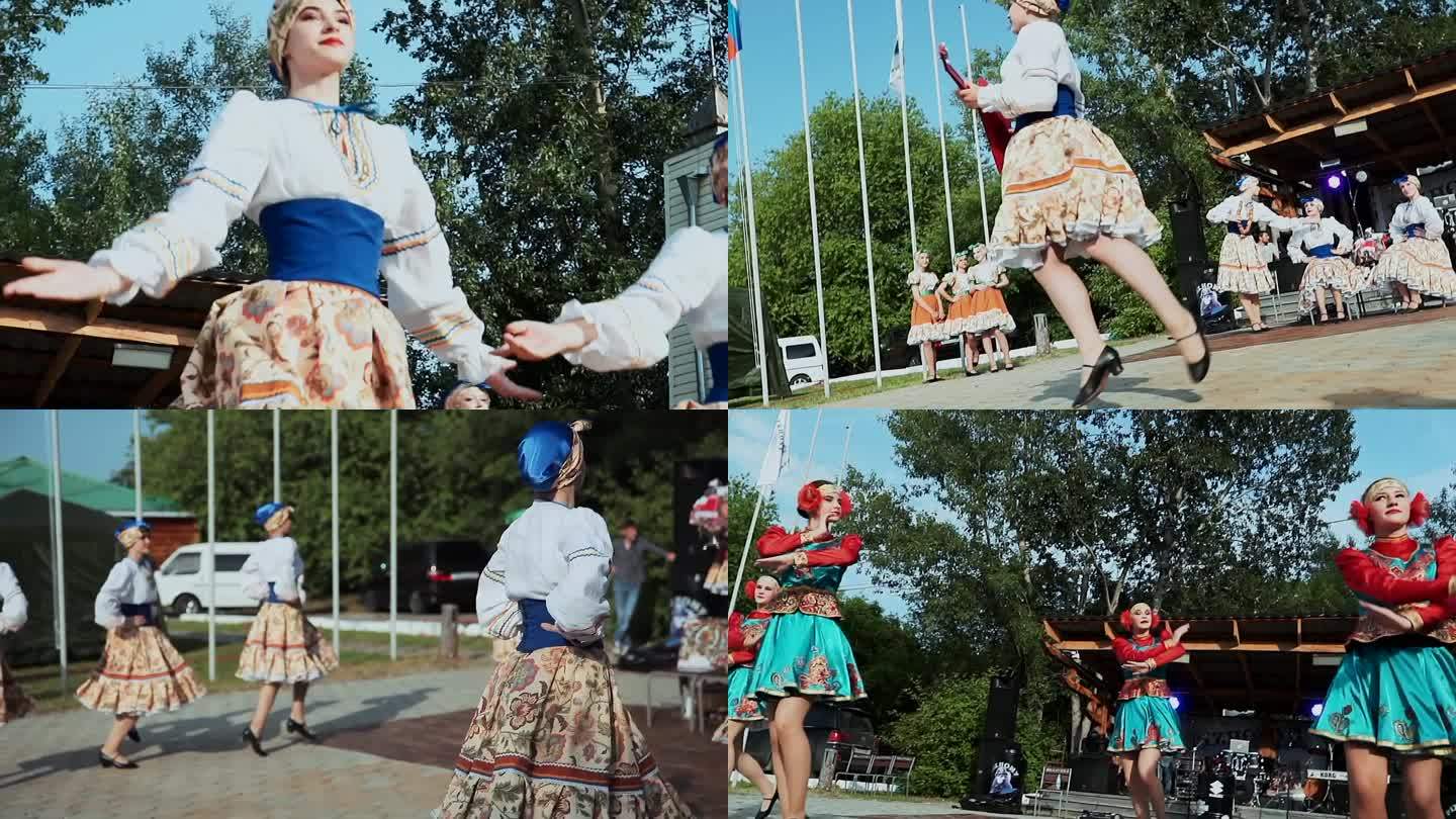 俄罗斯民族民俗传统歌舞歌曲舞蹈视频素材