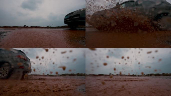 压过泥水坑-高速摄影