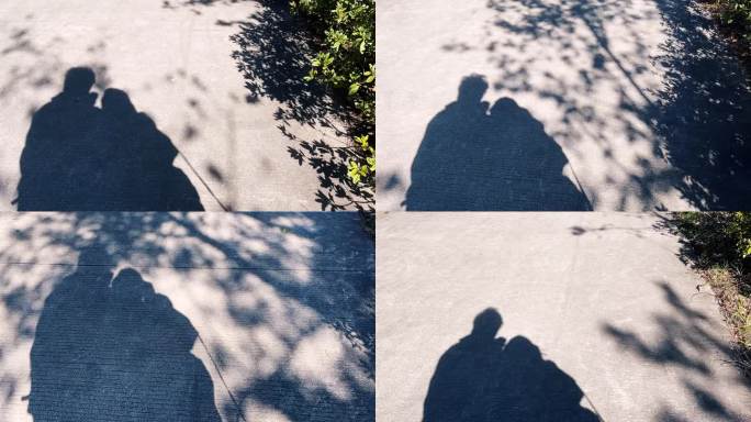 情侣走路影子