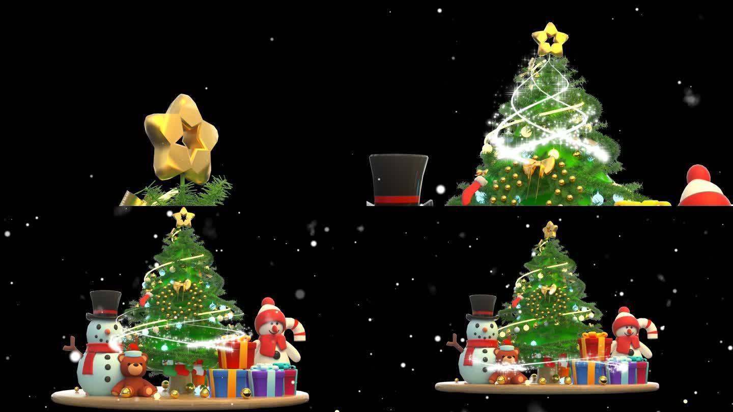 圣诞节的3D梦幻唯美圣诞树-横板