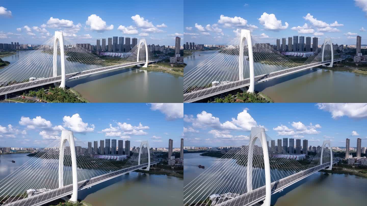 南宁青山大桥航拍环绕延时4k