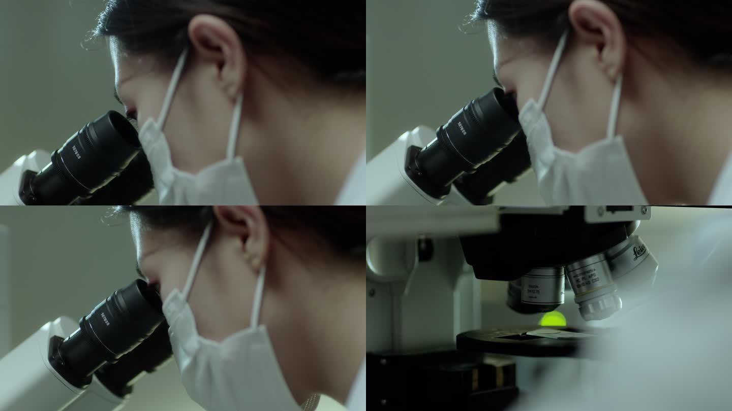 医生显微镜检测 医学专家观察 科研人员