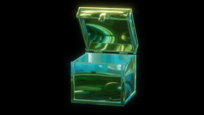 赛博朋克元宇宙箱子打开动画透明通道素材