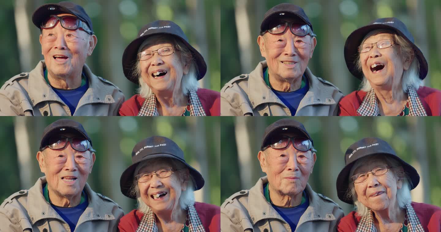 老人幸福的老年夫妇在聊天