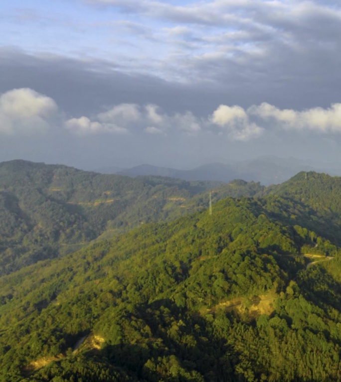 高清竖屏延时航拍隆林山间日出风景