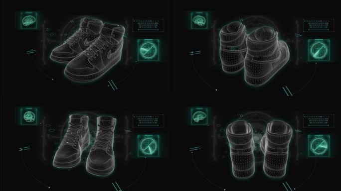 HUD科技界面AJ高帮运动鞋展示素材