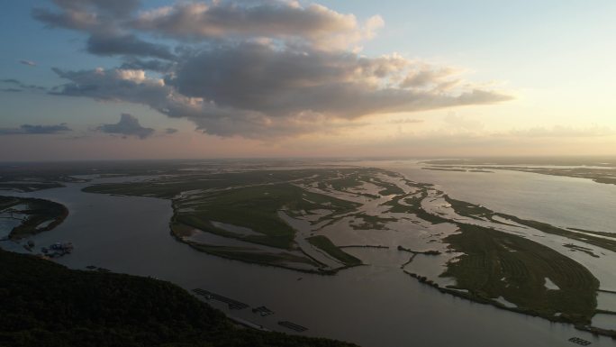 原创 抚远市黑龙江江景自然风光航拍