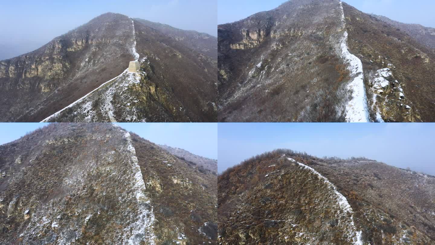 航拍山西岢岚宋长城雪景