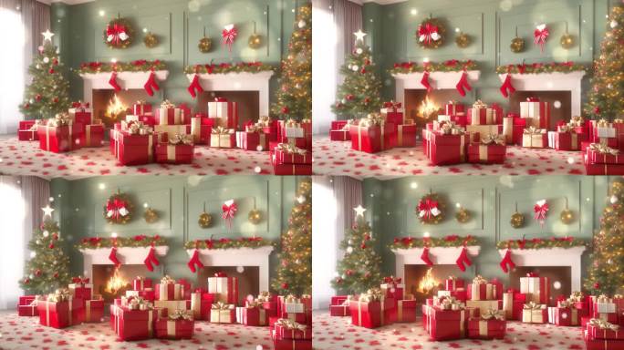 圣诞礼物圣诞树动态背景视频
