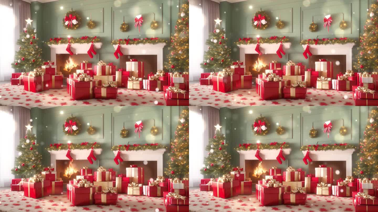 圣诞礼物圣诞树动态背景视频
