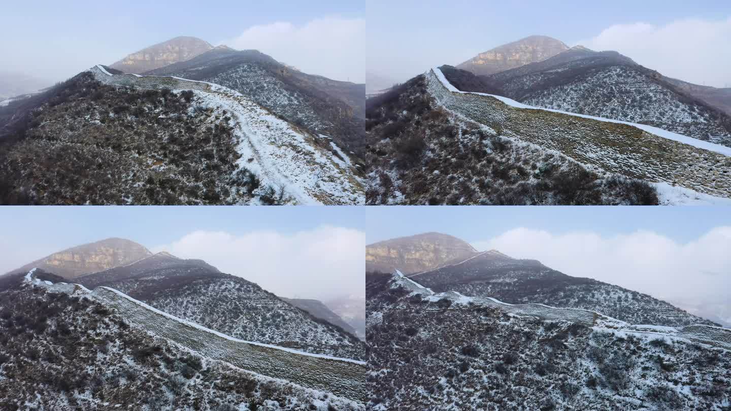 航拍山西岢岚宋长城雪景