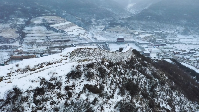 航拍山西岢岚宋长城雪景