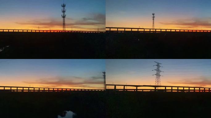 高铁上的夕阳