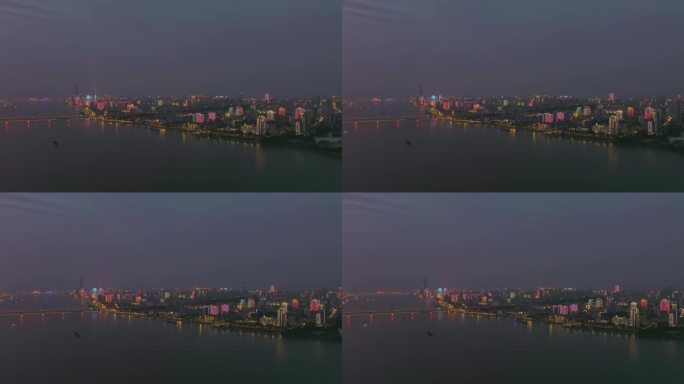 武汉夏季城市天际线航拍风光