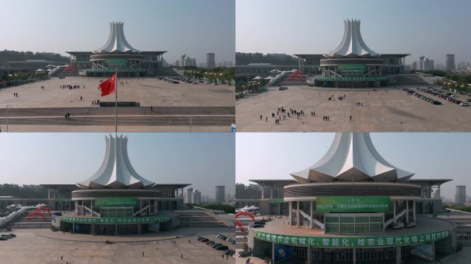 广西南宁国际会展中心活动日航拍风光素材2