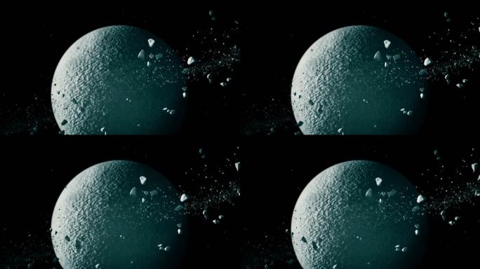 神秘黑暗星球陨石飘动三维动画视频素材