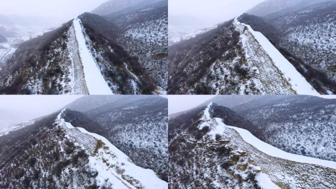 航拍山西岢岚宋长城雪景