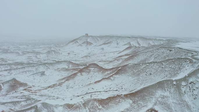 航拍风雪烽火台4K高清短视频素材