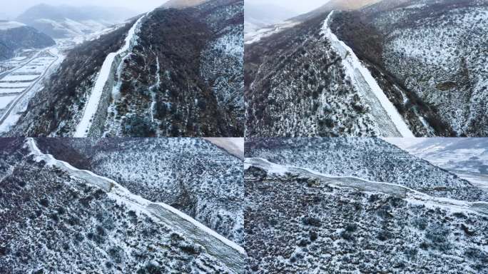 航拍山西岢岚宋长城雪景