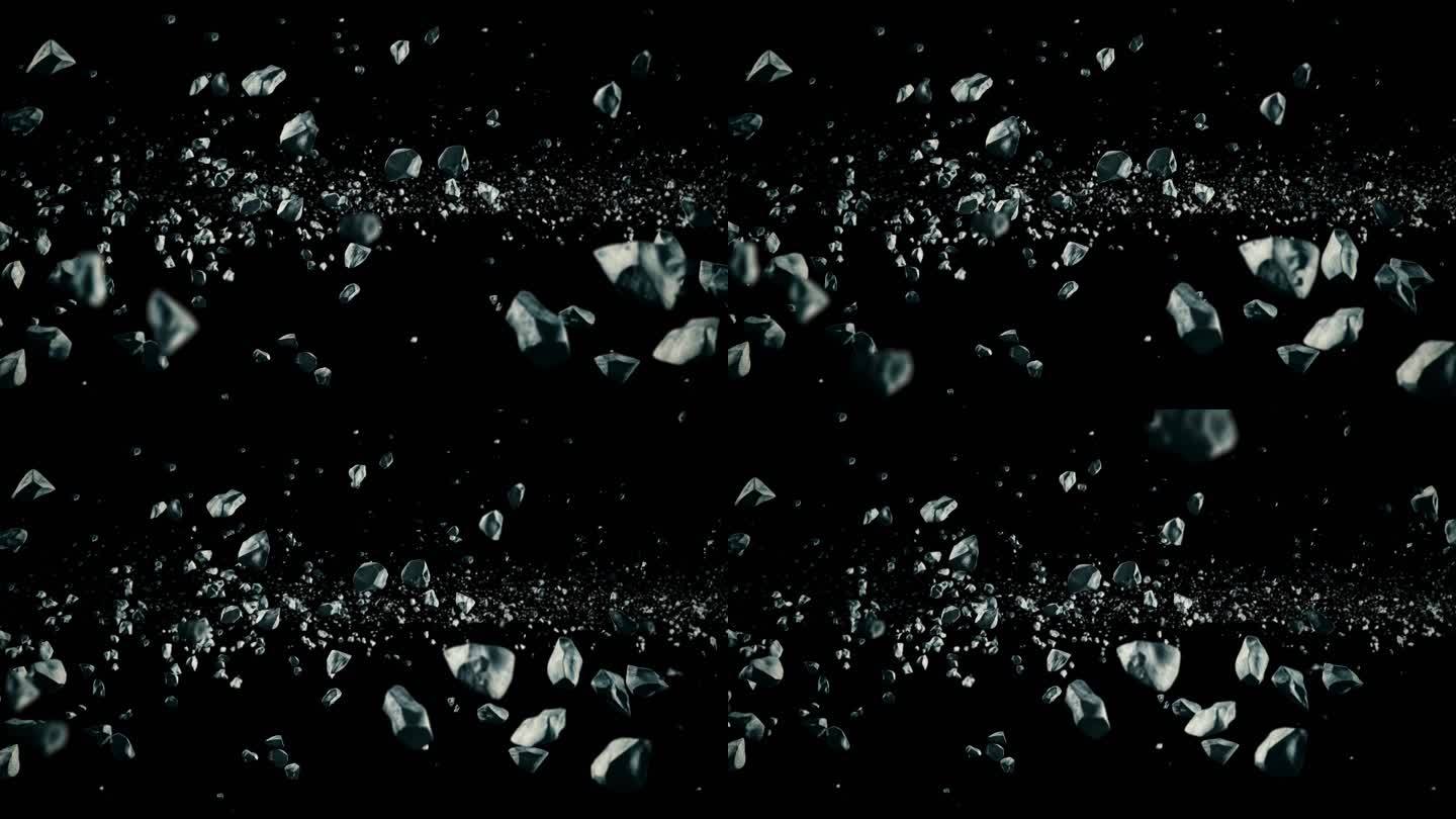 黑暗宇宙陨石飞落环绕旋转三维动画视频素材