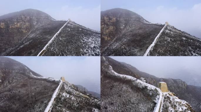 航拍山西岢岚宋长城雪景