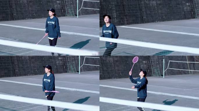 【4K】冬日阳光美女打羽毛球