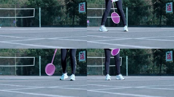 【4K】女生打羽毛球脚步矫健