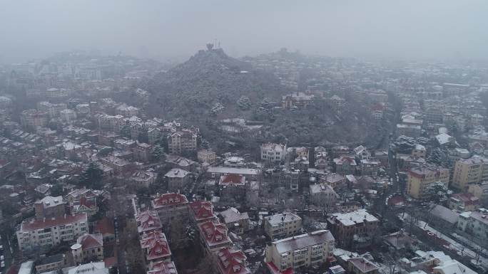 青岛雪景航拍4K