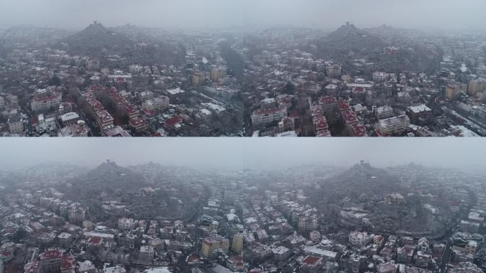 青岛雪景航拍4K