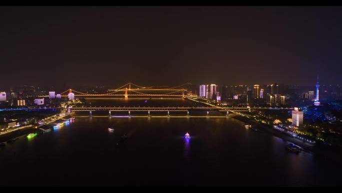 武汉夏季城市天际线航拍风光