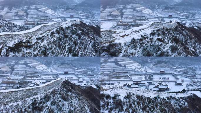 航拍山西岢岚宋长城雪景