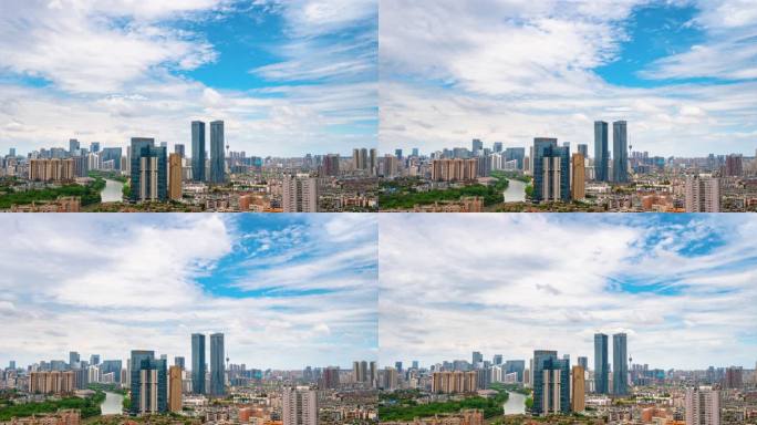 美丽成都公园城市雨后蓝天城市延时景观