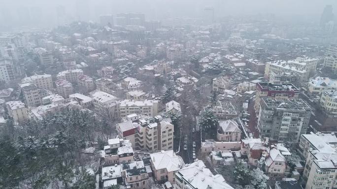 青岛雪景航拍