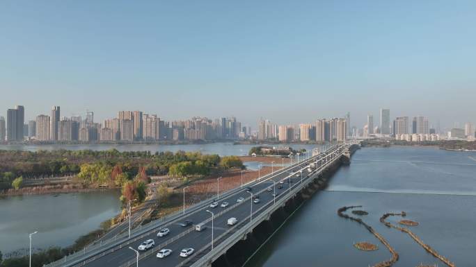 武汉宣传片汉阳墨水湖大桥航拍4K