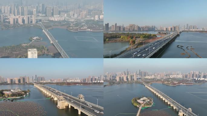 武汉宣传片汉阳墨水湖大桥航拍4K