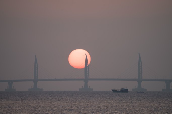 港珠澳大桥日出延时摄影