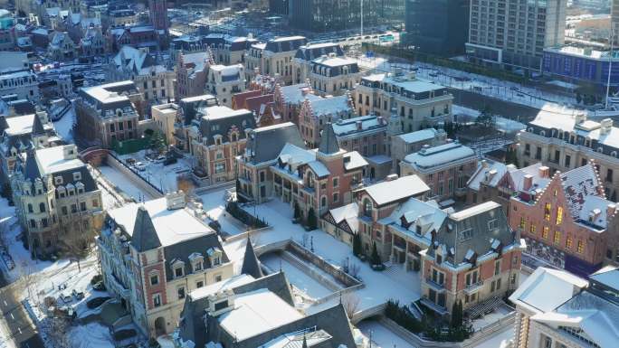 大连海昌东方水城雪景航拍