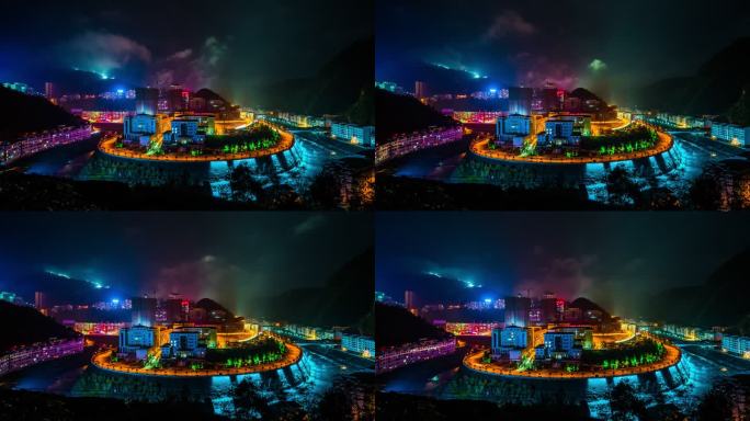 白河县城夜景 陕西安康市 延时摄影