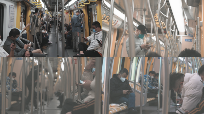 上班族乘坐地铁看手机视频素材