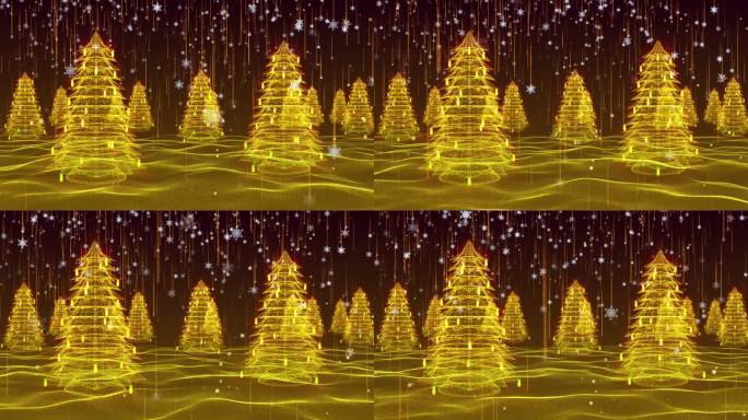 4K 平安夜粒子圣诞树林穿梭背景